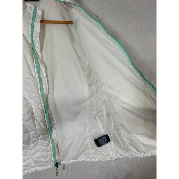 The North Face Puffer Jacket Medium White Mint Green Quilted - Picture 8 of 12